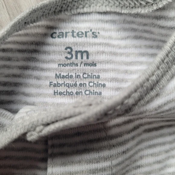 Carters Infant Boys Gray Striped Monkey Shortie Romper Baby Bodysuit Outfit - Picture 5 of 9